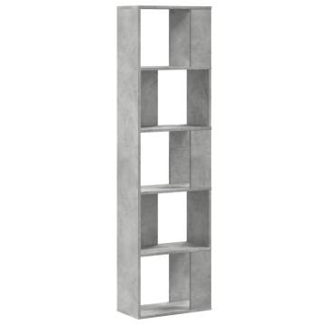  Bookcase 5-Tier Concrete Grey 45x23.5x162.5 cm Engineered Wood