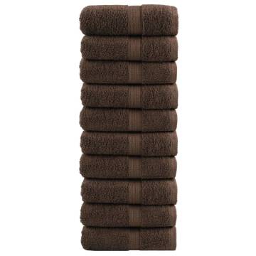  Premium Guest Towels SOLUND 10pcs Brown 30x50cm 600gsm