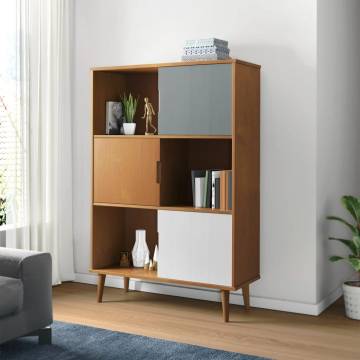 Bookcase MOLDE Brown 90x35x133,5 cm Solid Wood Pine