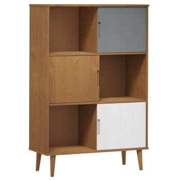 Bookcase MOLDE Brown 90x35x133,5 cm Solid Wood Pine