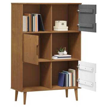 Bookcase MOLDE Brown 90x35x133,5 cm Solid Wood Pine