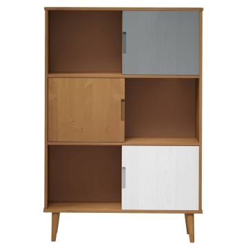 Bookcase MOLDE Brown 90x35x133,5 cm Solid Wood Pine