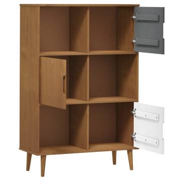 Bookcase MOLDE Brown 90x35x133,5 cm Solid Wood Pine