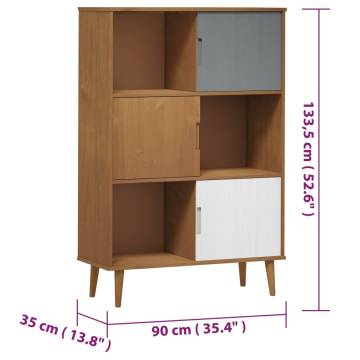 Bookcase MOLDE Brown 90x35x133,5 cm Solid Wood Pine