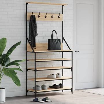 Clothes Rack with Shoe Storage Sonoma Oak 90x34x184 cm