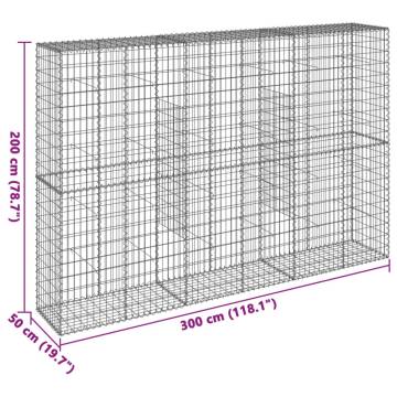  Gabion Basket with Cover 300x50x200 cm Galvanised Iron