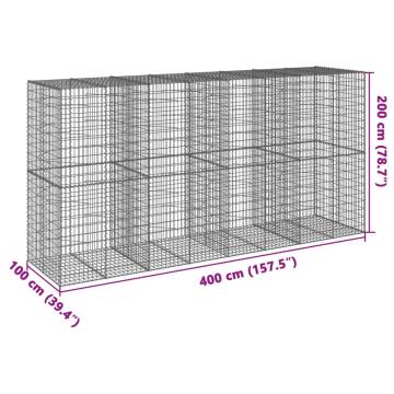  Gabion Basket with Cover 400x100x200 cm Galvanised Iron