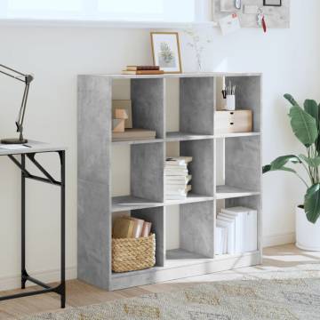  Bookcase Concrete Grey 102x32x108 cm Engineered Wood