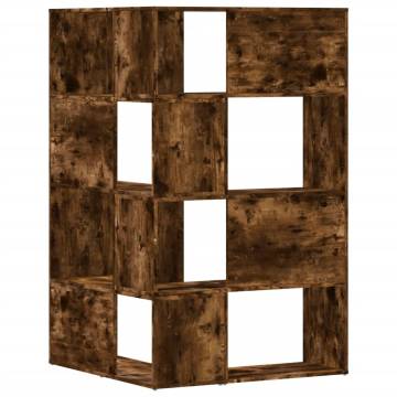  Corner Bookcase 4-Tier Smoked Oak 85x85x140 cm Engineered Wood