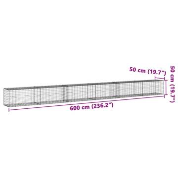  Gabion Basket with Cover 600x50x50 cm Galvanised Iron