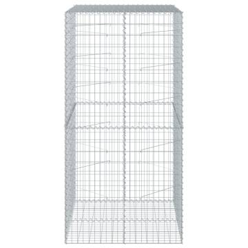  Gabion Basket with Cover 100x100x200 cm Galvanised Iron