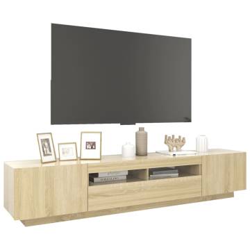 TV Cabinet with LED Lights Sonoma Oak 200x35x40 cm