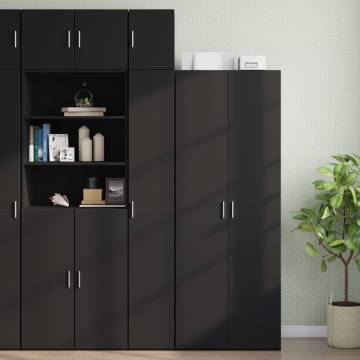  Slim Storage Cabinet Black 30x42.5x225 cm Engineered Wood