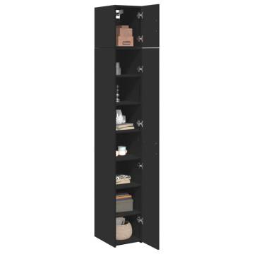  Slim Storage Cabinet Black 30x42.5x225 cm Engineered Wood