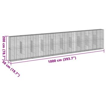  Gabion Basket with Cover 1000x50x200 cm Galvanised Iron