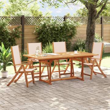  Folding Garden Chairs 4 pcs Solid Wood Acacia and Textilene