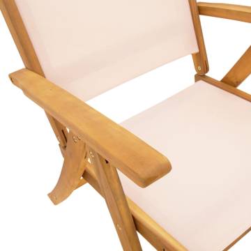  Folding Garden Chairs 4 pcs Solid Wood Acacia and Textilene