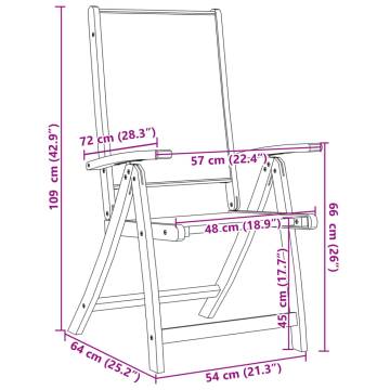  Folding Garden Chairs 4 pcs Solid Wood Acacia and Textilene