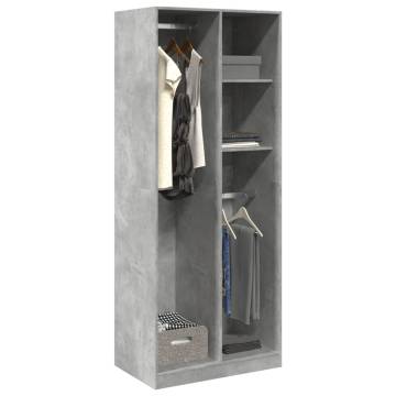  Wardrobe Concrete Grey 80x50x200 cm Engineered Wood