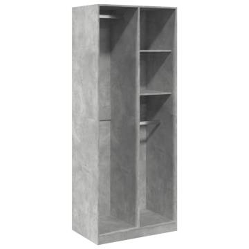  Wardrobe Concrete Grey 80x50x200 cm Engineered Wood