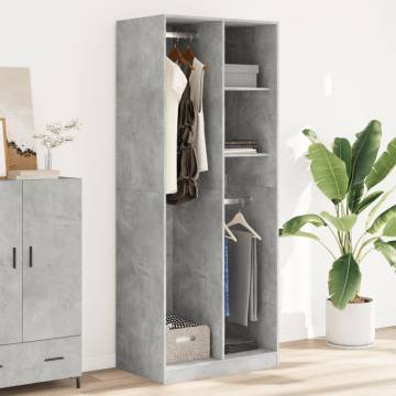  Wardrobe Concrete Grey 80x50x200 cm Engineered Wood