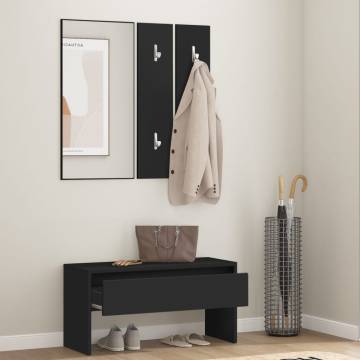 Hallway Furniture Set Black Engineered Wood