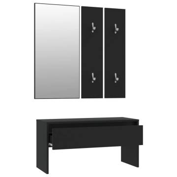 Hallway Furniture Set Black Engineered Wood