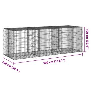  Gabion Basket with Cover 300x100x100 cm Galvanised Iron