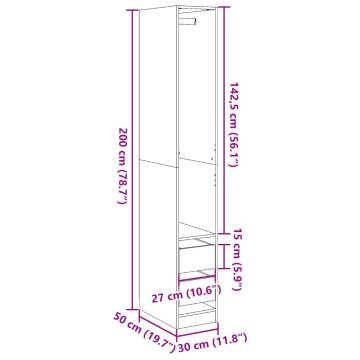  Wardrobe White 30x50x200 cm Engineered Wood