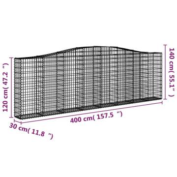  Arched Gabion Baskets 20 pcs 400x30x120140 cm Galvanised Iron