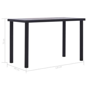  Dining Table Black and Concrete Grey 120x60x75 cm MDF