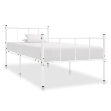 Bed Frame White Metal 90x200 cm