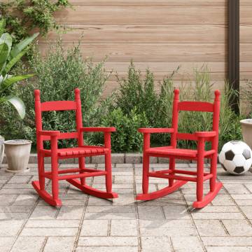  Rocking Chairs for Children 2 pcs Red Solid Wood Poplar