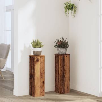  Plant Stand 2pcs Old Wood 17x17x60 cm Engineered Wood