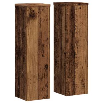  Plant Stand 2pcs Old Wood 17x17x60 cm Engineered Wood