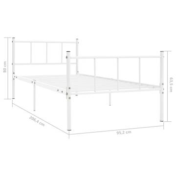 Bed Frame White Metal 90x200 cm