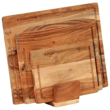 3 Piece Chopping Board Set with Stand Solid Wood Acacia