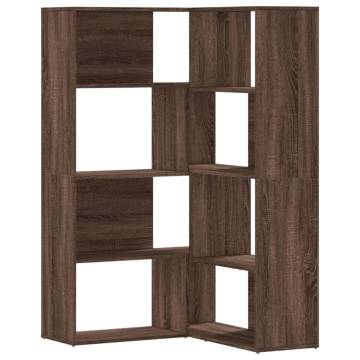  Corner Bookcase 4-Tier Brown Oak 85x85x140 cm Engineered Wood