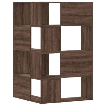  Corner Bookcase 4-Tier Brown Oak 85x85x140 cm Engineered Wood