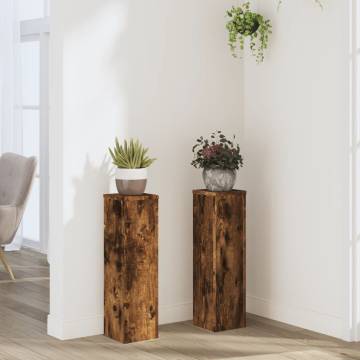  Plant Stand 2pcs Smoked Oak 17x17x60 cm Engineered Wood