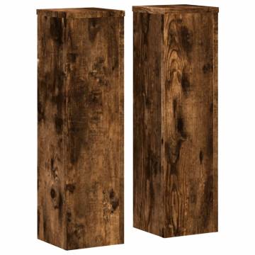  Plant Stand 2pcs Smoked Oak 17x17x60 cm Engineered Wood