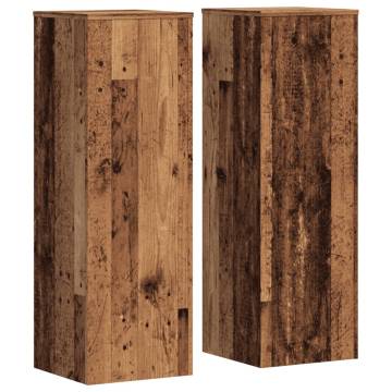  Plant Stands 2 pcs Old Wood 33x33x100 cm Engineered Wood