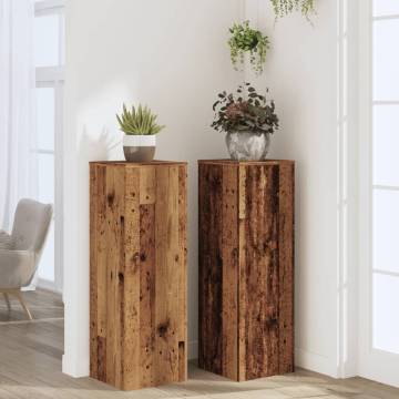  Plant Stands 2 pcs Old Wood 33x33x100 cm Engineered Wood