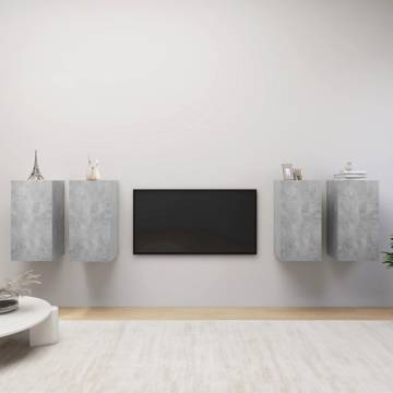  TV Cabinets 4 pcs Concrete Grey 30.5x30x60 cm Engineered Wood