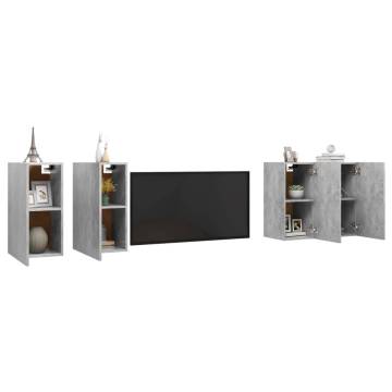  TV Cabinets 4 pcs Concrete Grey 30.5x30x60 cm Engineered Wood