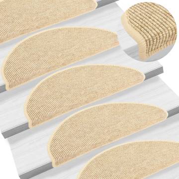  Stair Mats Self-adhesive Sisal-Look 15 pcs 65x21x4 cm Beige