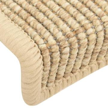  Stair Mats Self-adhesive Sisal-Look 15 pcs 65x21x4 cm Beige