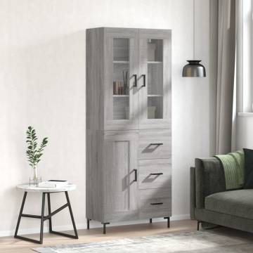  Highboard Grey Sonoma 69.5x34x180 cm Engineered Wood