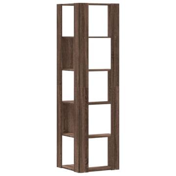  Corner Bookcase 5-Tier Brown Oak 50x50x179 cm Engineered Wood