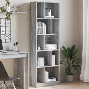  Bookcase Grey Sonoma 57x28.5x174 cm Engineered Wood